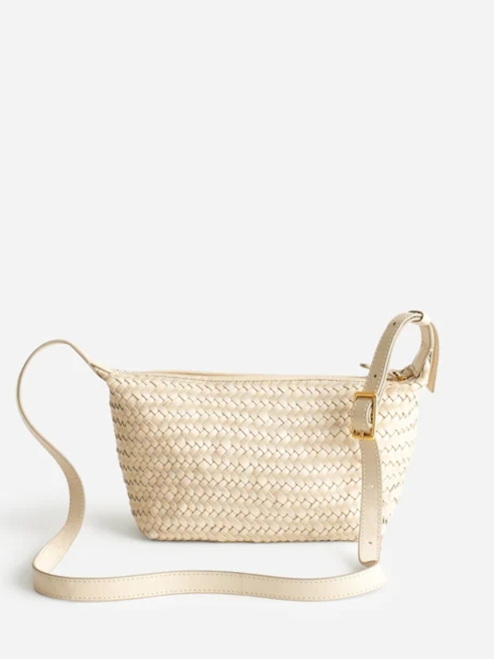 New! Madewell The Sling Woven Leather Crossbody Bag in Alabaster